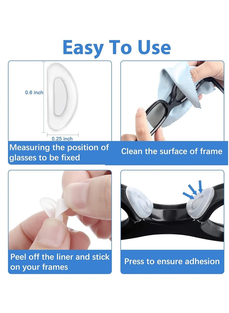 Meetion Adhesive Eye Glasses Nose Pads, D Shape Stick on Anti-Slip Soft Silicone, Adhesive Nose Pads Glasses Nose Pad for Glasses, Eyeglasses and Sunglasses(12Pairs,15x6x1.5mm)  - Image 5