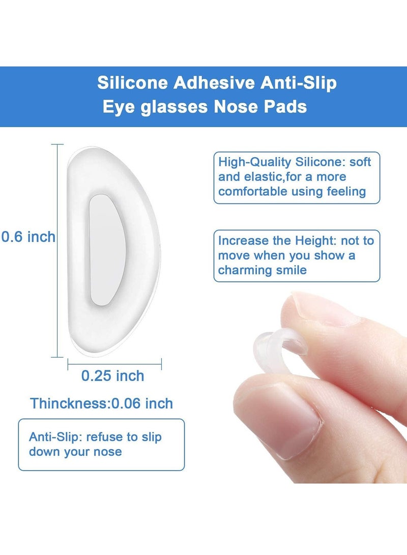 Meetion Adhesive Eye Glasses Nose Pads, D Shape Stick on Anti-Slip Soft Silicone, Adhesive Nose Pads Glasses Nose Pad for Glasses, Eyeglasses and Sunglasses(12Pairs,15x6x1.5mm)  - Image 2