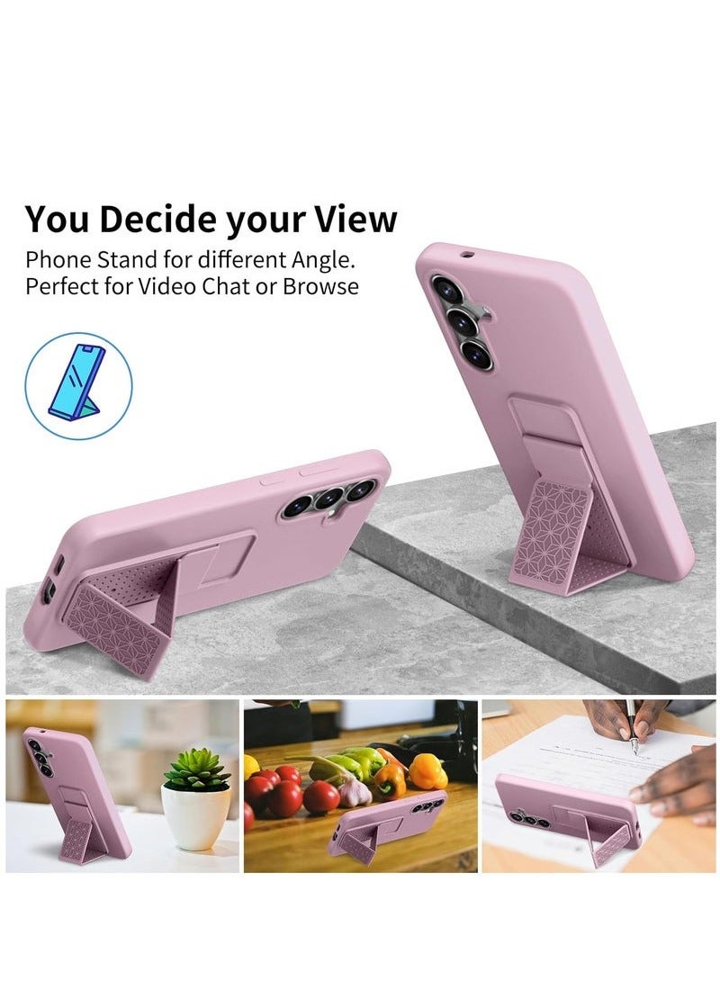 TIGER Samsung Galaxy S25 Plus Case Cover Magnetic Car Mount Kickstand Holder || Vertical & Horizontal Hand Strap Silicone Slim Fit Soft Touch Protective Case for 6.7-inch Samsung Galaxy S25 Plus | Full Protection & Convenience Pink - Image 3