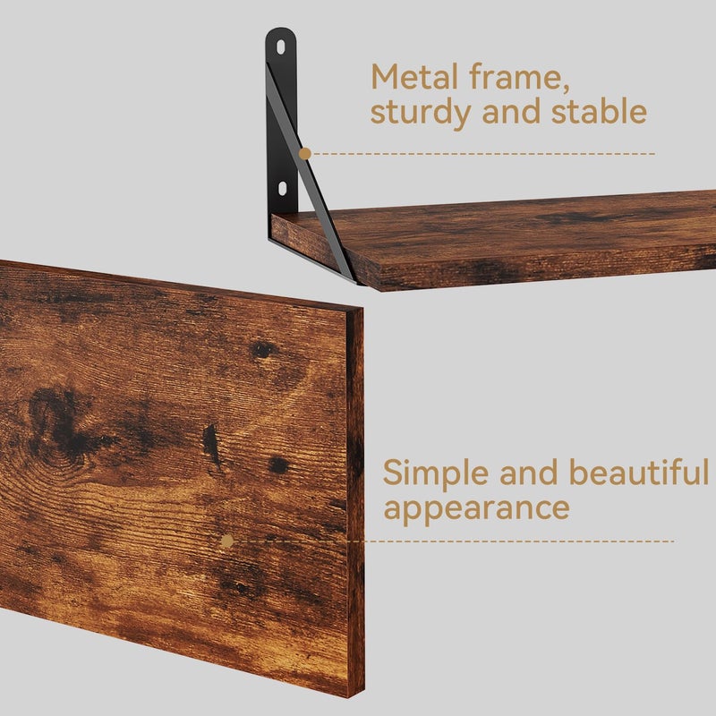 IBUYKE Deep Floating Shelves for Wall,8 Inch Deep Floating Shelves Set of 2,16W x 8D Wood Wall Shelf,Wide Floating Bookshelf for Living Room, Kitchen, Office TFS002H-2 - Image 2