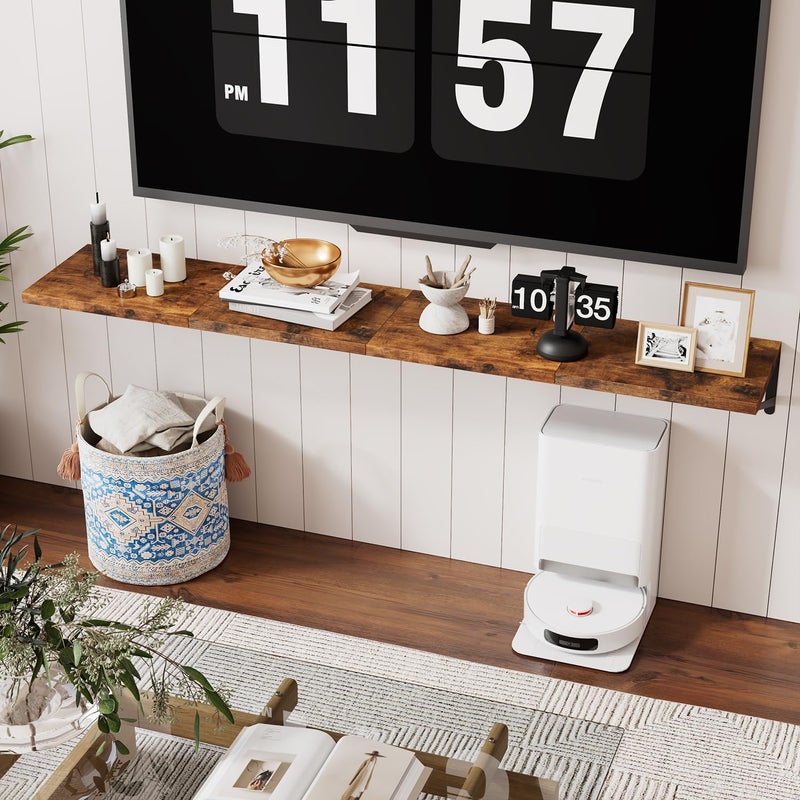 IBUYKE Deep Floating Shelves for Wall,8 Inch Deep Floating Shelves Set of 2,16W x 8D Wood Wall Shelf,Wide Floating Bookshelf for Living Room, Kitchen, Office TFS002H-2 - Image 5