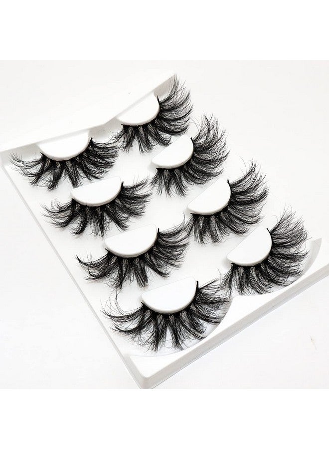 Losha 25Mm Lashes Big Fluffy False Eyelashes 3D Dramatic Long Volume Faux Mink Lashes Pack 4 Pairs - Image 5