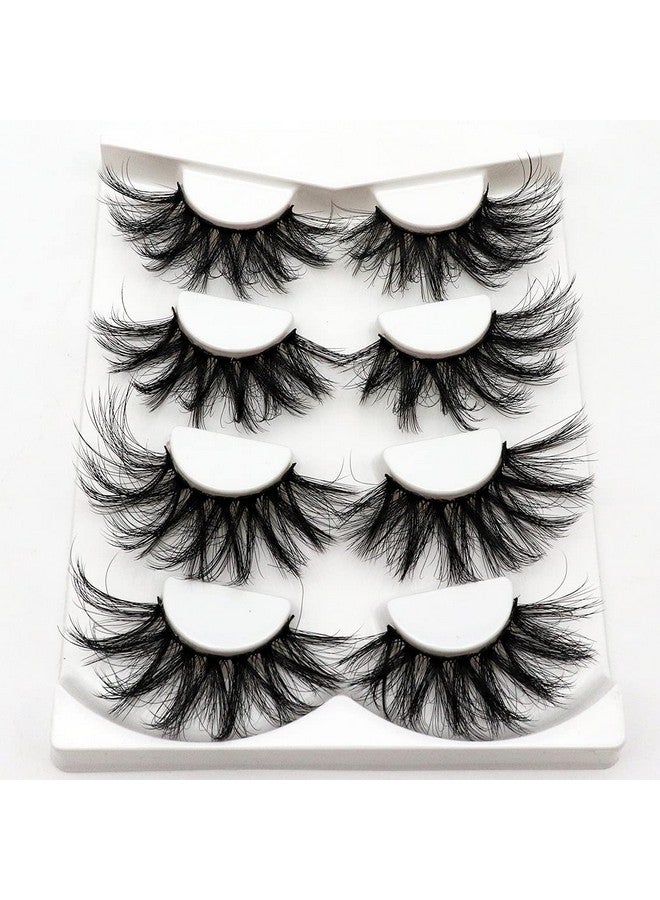 Losha 25Mm Lashes Big Fluffy False Eyelashes 3D Dramatic Long Volume Faux Mink Lashes Pack 4 Pairs - Image 2
