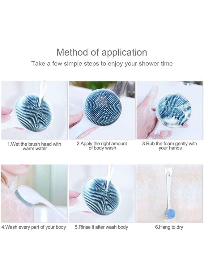 V-TOP Back Scrubber for Shower, Silicone Body Scrubber Long Handle with Soft Bristles, Bath Body Washer Shower Exfoliator Brush for Men and Women, BPA Free, Non-Slip  - Image 3