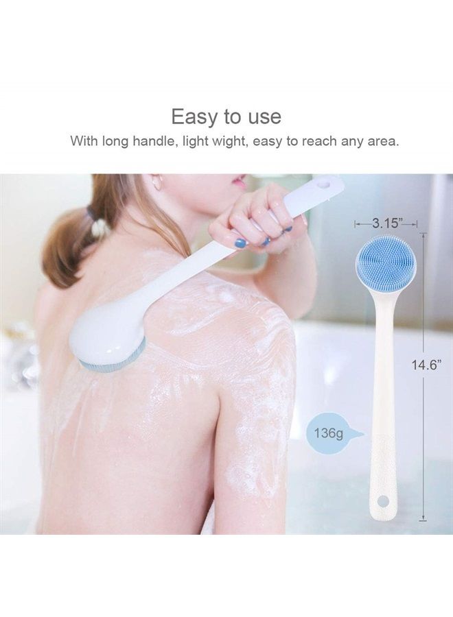 V-TOP Back Scrubber for Shower, Silicone Body Scrubber Long Handle with Soft Bristles, Bath Body Washer Shower Exfoliator Brush for Men and Women, BPA Free, Non-Slip  - Image 2