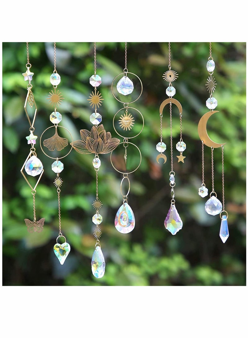 Sun Catcher 6Pieces Colorful Crystals Suncatcher Hanging for Window Crystal Ball Prism Rainbow Maker Pendants for Garden  Tree Wedding Party Patio Backyard Car Home Indoor Outdoor Decoration - Image 1