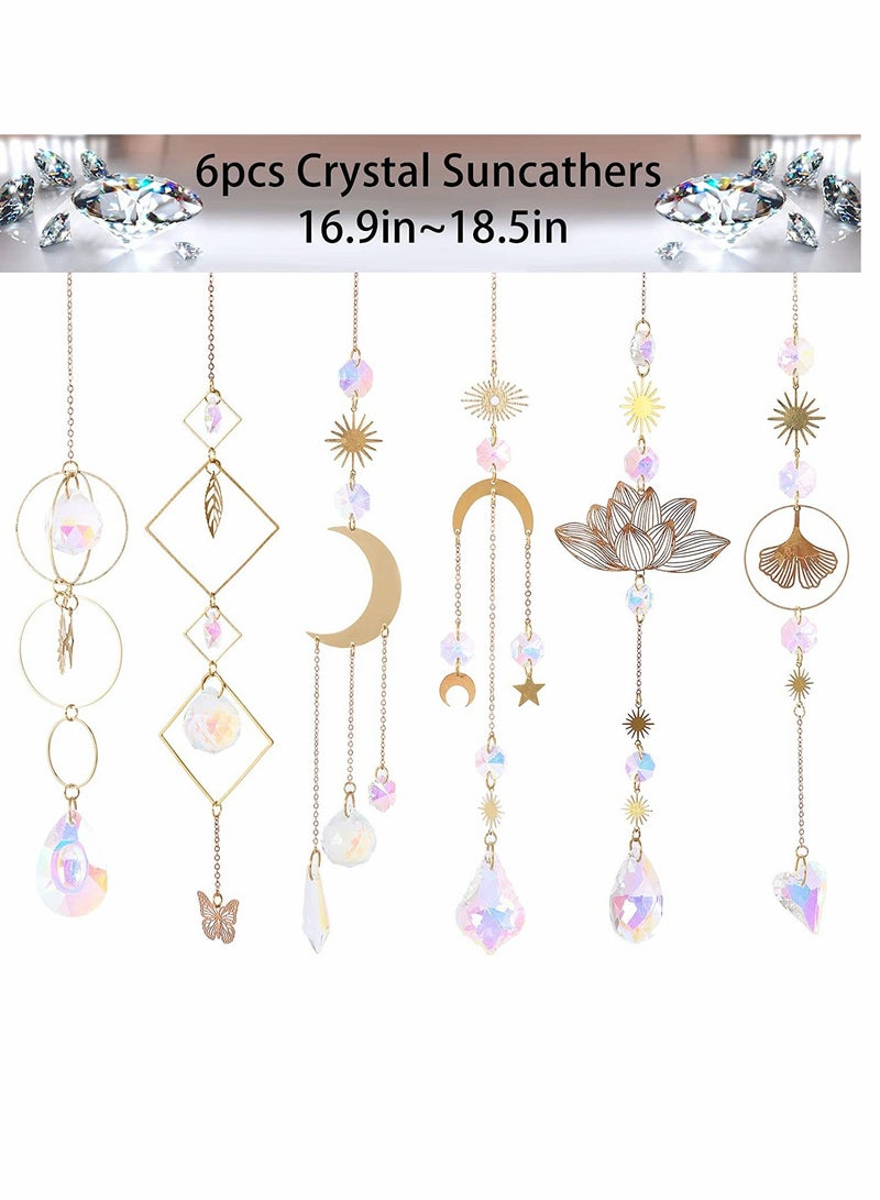 Sun Catcher 6Pieces Colorful Crystals Suncatcher Hanging for Window Crystal Ball Prism Rainbow Maker Pendants for Garden  Tree Wedding Party Patio Backyard Car Home Indoor Outdoor Decoration - Image 2