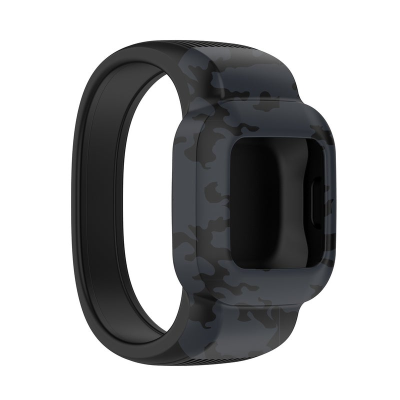 S-TOP For Garmin Vivofit JR3 No Buckle Silicone Printing Watch Band, Size:L(Camouflage Gray) - Image 1