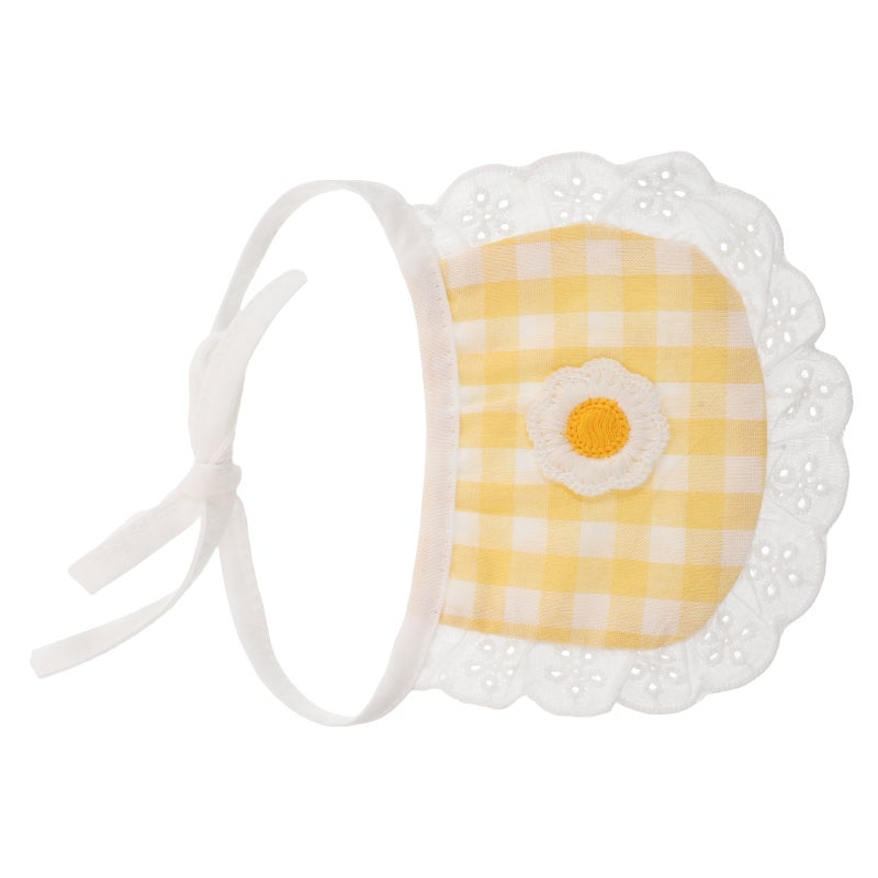 Pet Bandana Bib: Pet Cotton Bib - Washable Dog Neckerchief Scarf with Lattice Pattern & Flower Decor - Puppy Apparel Accessories for Small Dogs and Cats - Image 4