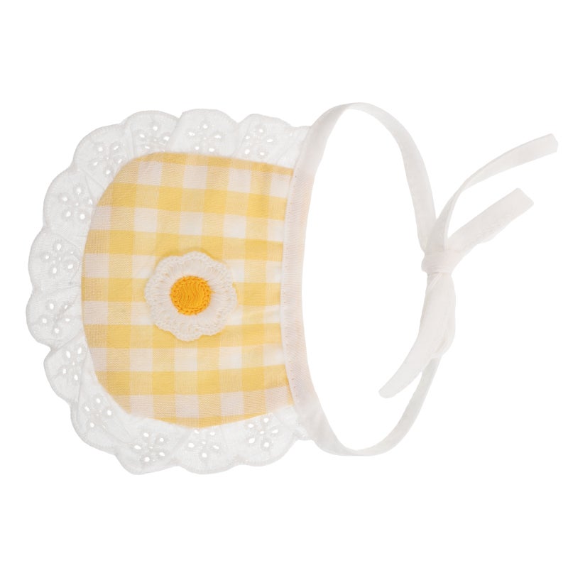 Pet Bandana Bib: Pet Cotton Bib - Washable Dog Neckerchief Scarf with Lattice Pattern & Flower Decor - Puppy Apparel Accessories for Small Dogs and Cats - Image 3