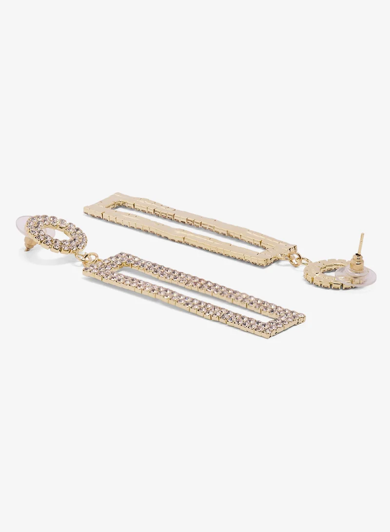ايلا ليمتد اديشن أقراط متدلية مرصعة بالكريستال الذهبي