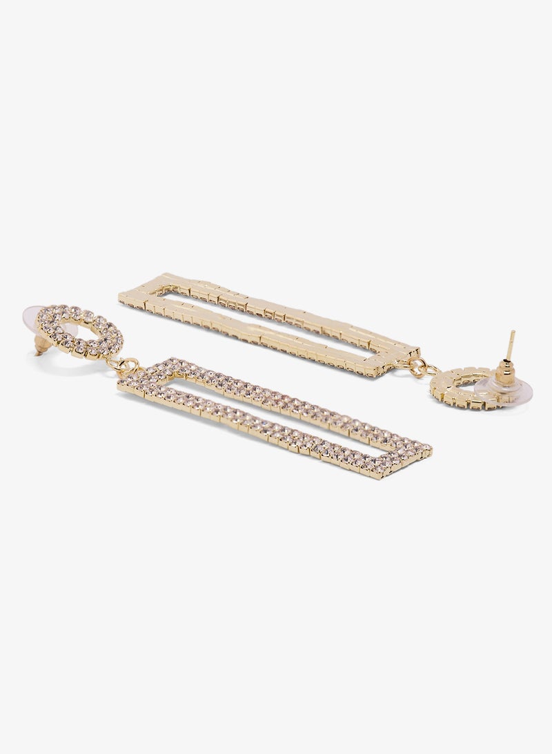 ايلا ليمتد اديشن أقراط متدلية مرصعة بالكريستال الذهبي - Image 2