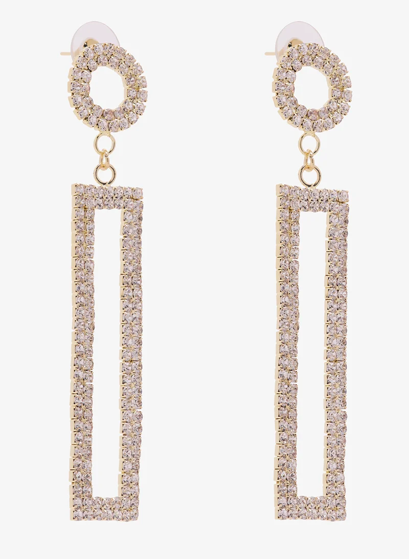 ايلا ليمتد اديشن أقراط متدلية مرصعة بالكريستال الذهبي