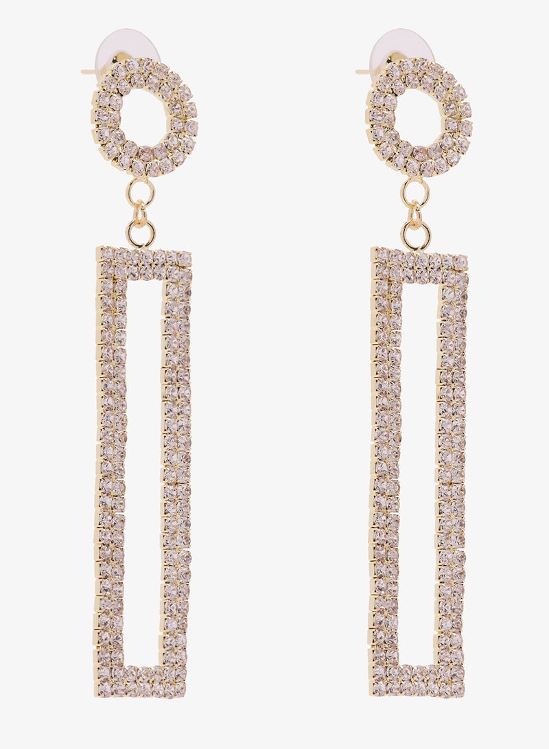 ايلا ليمتد اديشن أقراط متدلية مرصعة بالكريستال الذهبي - Image 1