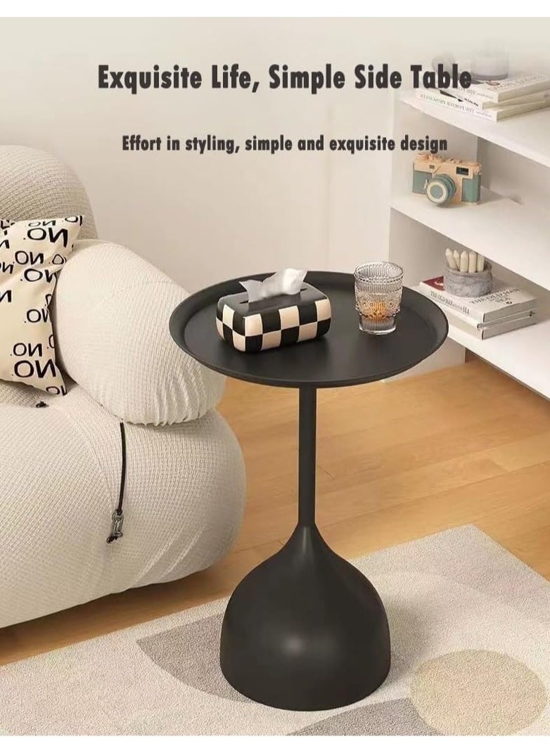 Sofa Side Table, Stylish Design Iron End Table, Living Room Small Round Table Corner Table, Black Minimalist Bedroom Bedside Table