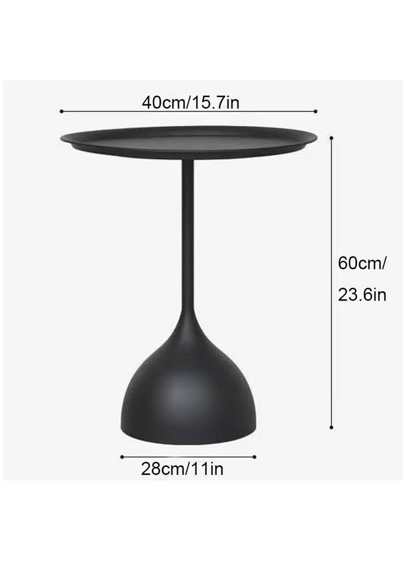 Sofa Side Table, Stylish Design Iron End Table, Living Room Small Round Table Corner Table, Black Minimalist Bedroom Bedside Table