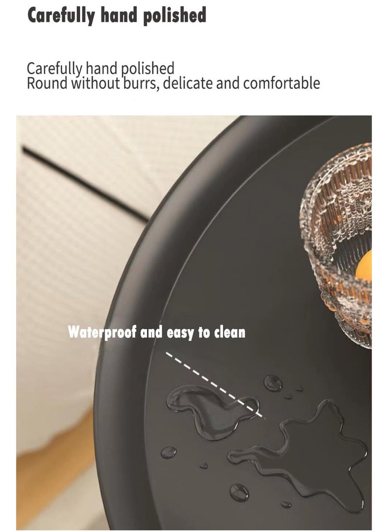 Sofa Side Table, Stylish Design Iron End Table, Living Room Small Round Table Corner Table, Black Minimalist Bedroom Bedside Table