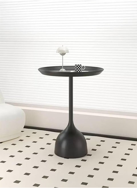 Sofa Side Table, Stylish Design Iron End Table, Living Room Small Round Table Corner Table, Black Minimalist Bedroom Bedside Table