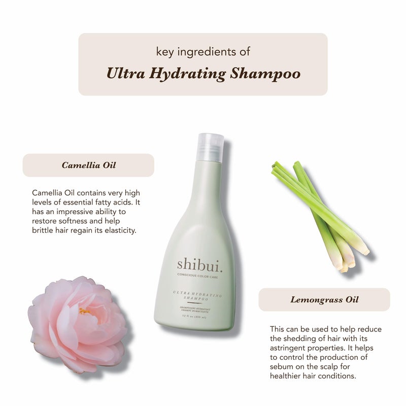 SHIBUI Ultra Hydrating Shampoo, Moisture-Rich Color Protection & Cleansing with Camellia & Lemongrass Oils for Medium to Textured Hair, Color-Safe & Silicone-Free, 12 Fl Oz - Image 3