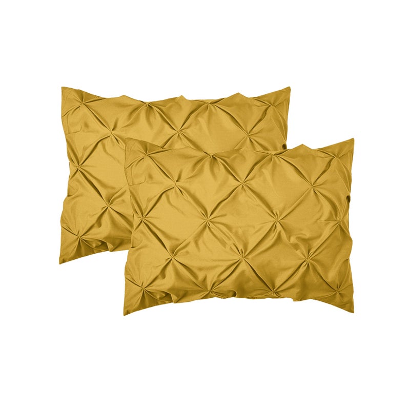 Elegant Comfort Elegant Comfort 2-Pack Sham Set Pinch Pleat Design 1500 Premium Hotel Quality Microfiber  Stylish Design-Easy Care Wrinkle and Stain Resistant  2-Piece Sham Set  Pleated Standard/Queen  Mustard Yellow  - Image 1