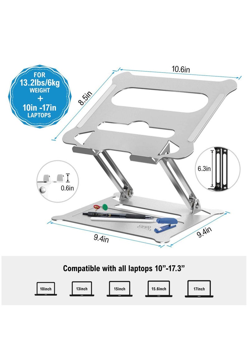LEDIN Laptop Stand Foldable Laptop Holder with Heat-Vent Ergonomic Portable Aluminum Computer Stand for Desk Adjustable Laptop Riser - Image 2