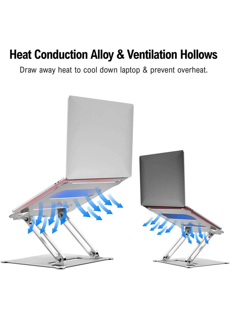 LEDIN Laptop Stand Foldable Laptop Holder with Heat-Vent Ergonomic Portable Aluminum Computer Stand for Desk Adjustable Laptop Riser - Image 4