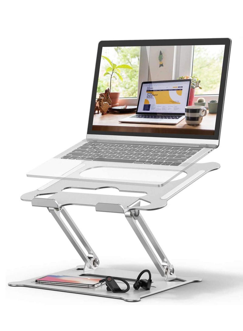 LEDIN Laptop Stand Foldable Laptop Holder with Heat-Vent Ergonomic Portable Aluminum Computer Stand for Desk Adjustable Laptop Riser - Image 1