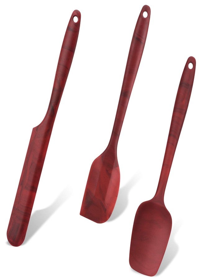 DOSMAMZ مجموعة ملاعق سيليكون من دوس مامز، 3 قطع، خالية من مادة BPA، مقاومة لدرجات حرارة عالية تصل إلى 600 درجة فهرنهايت، تصميم قطعة واحدة بدون درزات، ملاعق مطبخ غير لاصقة للطبخ والخبز والخلط، بنمط رخامي حاصل على براءة اختراع - Image 1