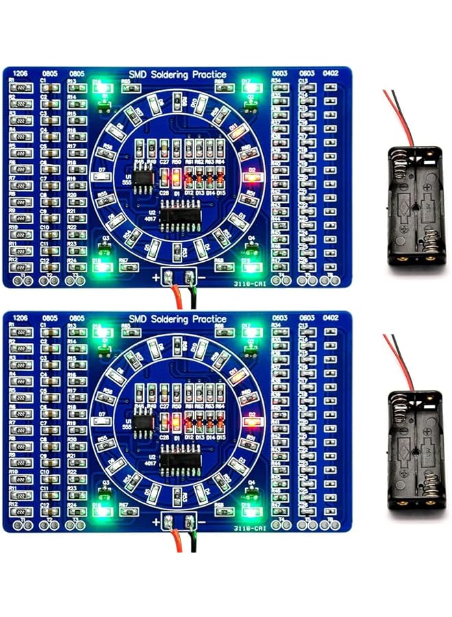 إيروريكس لوحة تدريب على مهارات اللحام SMD SMT DIY LED Ek7026 مع Ek7028 2 مجموعة من اللوحات والملحقات 2 صندوق بطارية - Image 1