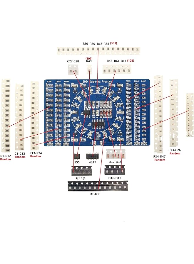 إيروريكس لوحة تدريب على مهارات اللحام SMD SMT DIY LED Ek7026 مع Ek7028 2 مجموعة من اللوحات والملحقات 2 صندوق بطارية - Image 2