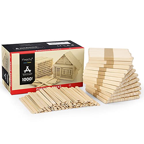 Magicfly 1000pcs Popsicle Sticks, Natural Wooden Food Grade Craft Sticks, 4-1/2 Inch Great Bulk Ice Cream Sticks for Craft Project, Home Decoration - Image 1