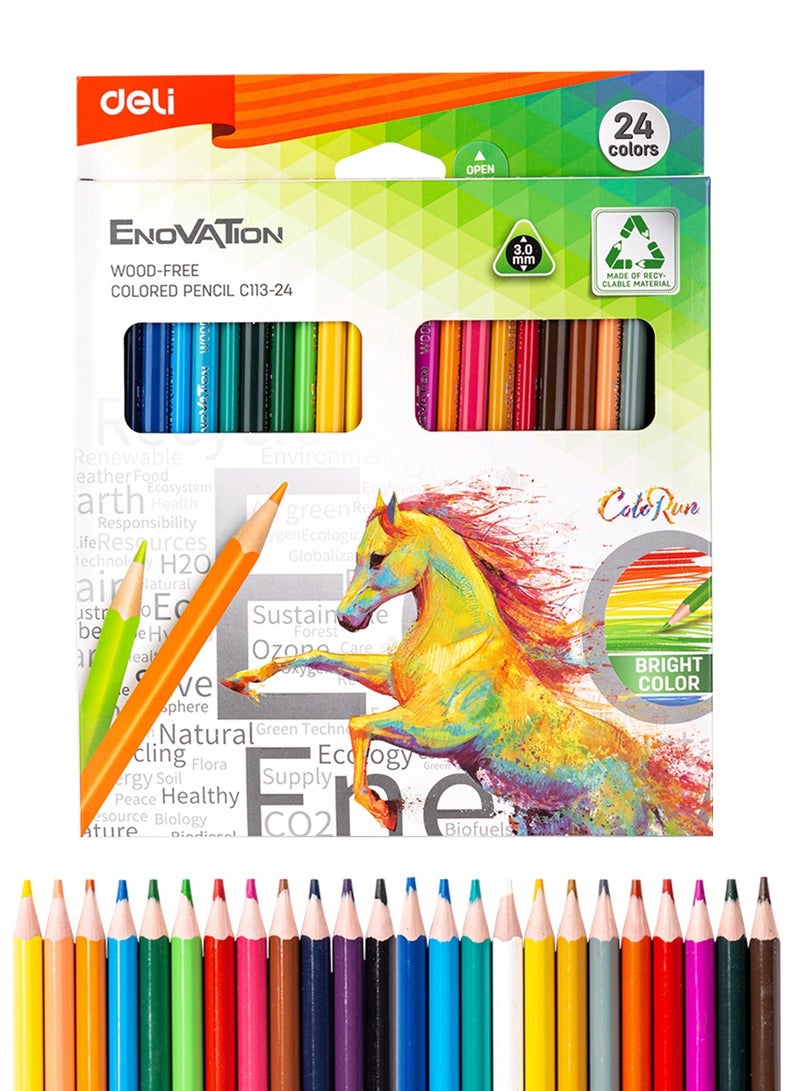 Deli 24 قطعة من أقلام التلوين الملونة الخالية من الخشب - Image 1