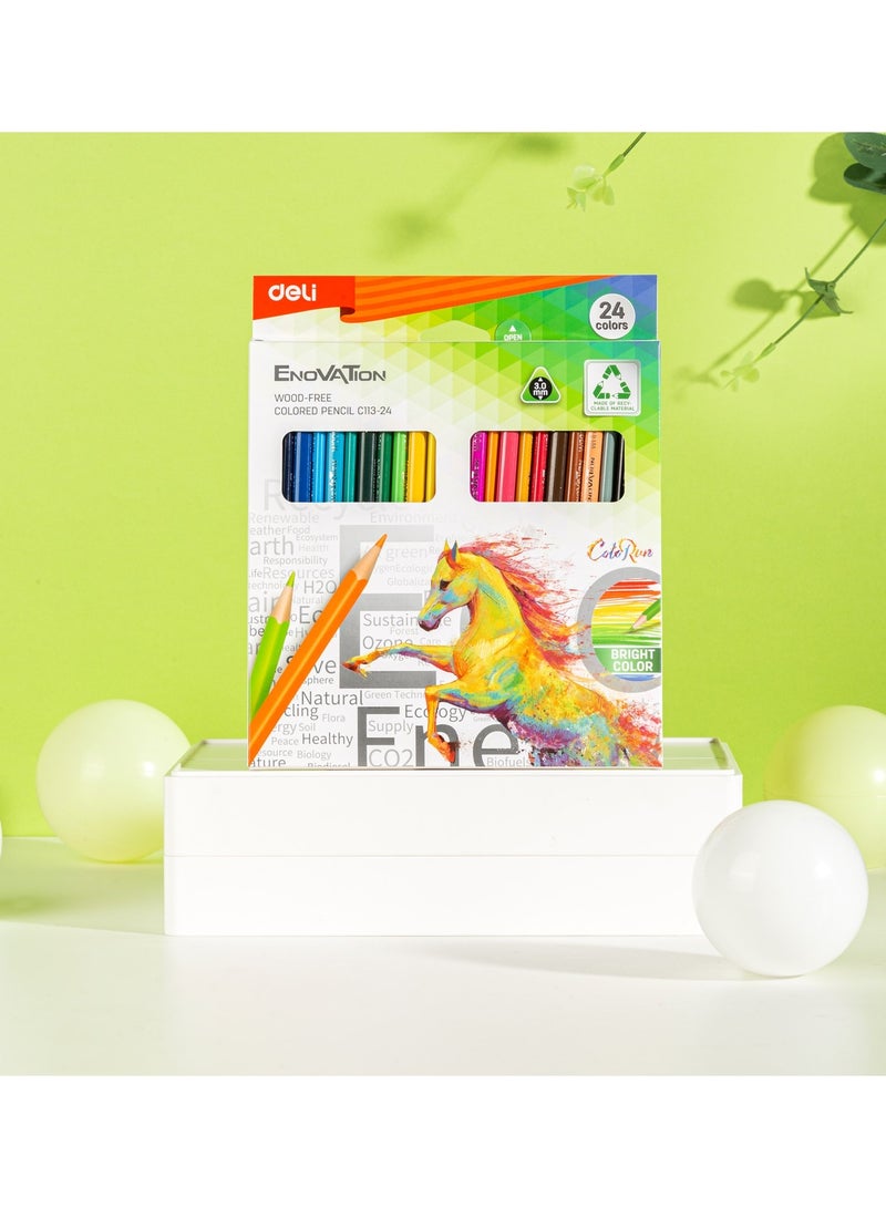 Deli 24 قطعة من أقلام التلوين الملونة الخالية من الخشب - Image 3