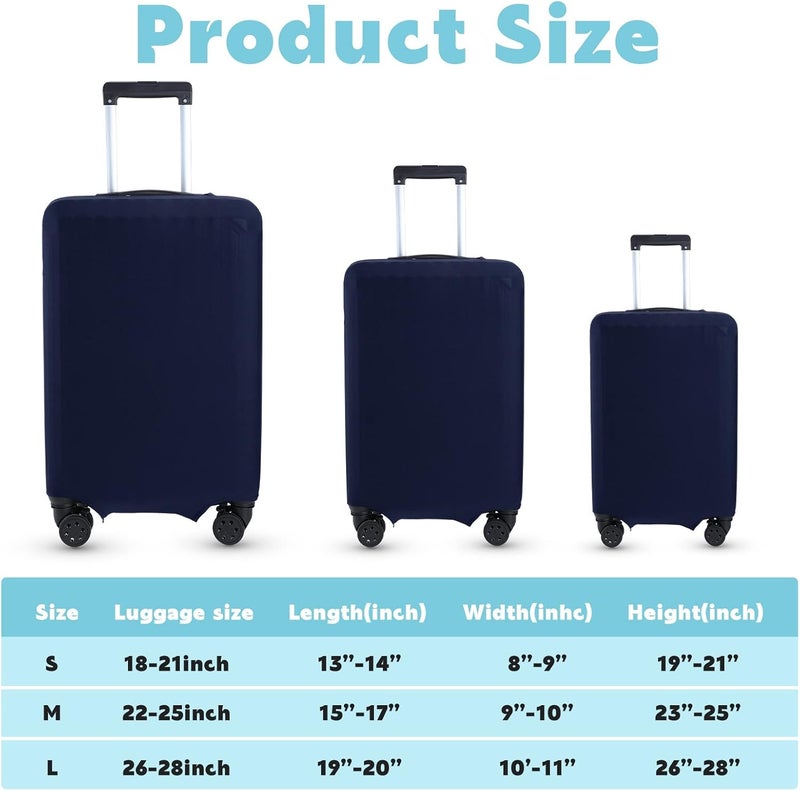 Kajaia 3 Pcs Luggage Cover Suitcase Protector Travel Suitcase Cover Anti Scratch Luggage Protector Washable Fits 1828 Inch Luggage Navy Blue - Image 2