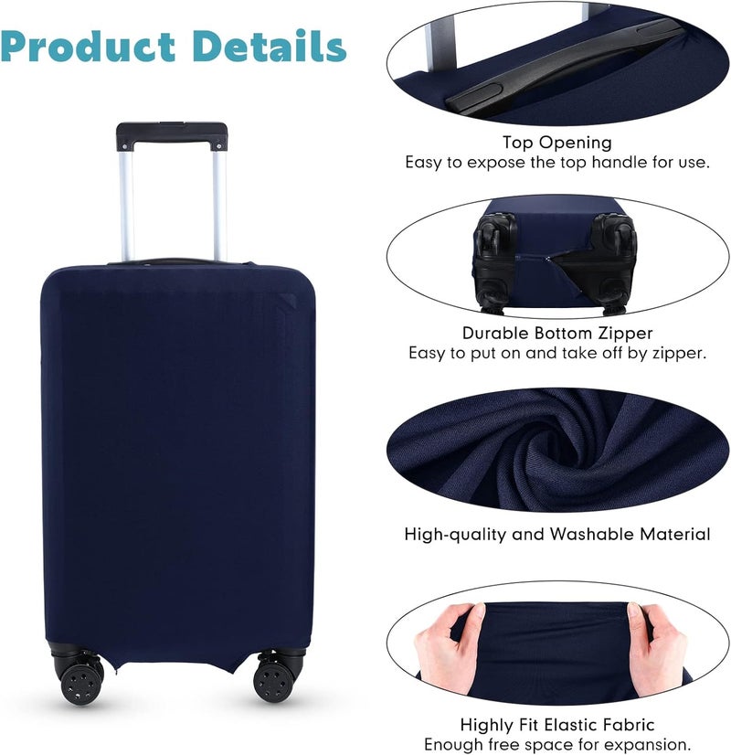 Kajaia 3 Pcs Luggage Cover Suitcase Protector Travel Suitcase Cover Anti Scratch Luggage Protector Washable Fits 1828 Inch Luggage Navy Blue - Image 3