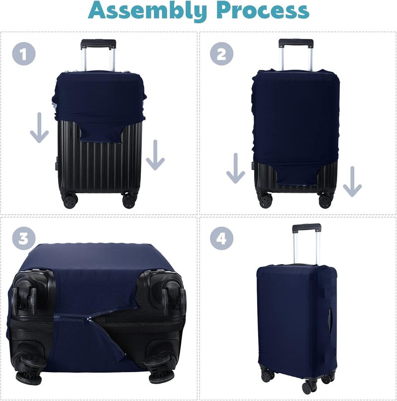 Kajaia 3 Pcs Luggage Cover Suitcase Protector Travel Suitcase Cover Anti Scratch Luggage Protector Washable Fits 1828 Inch Luggage Navy Blue - Image 4