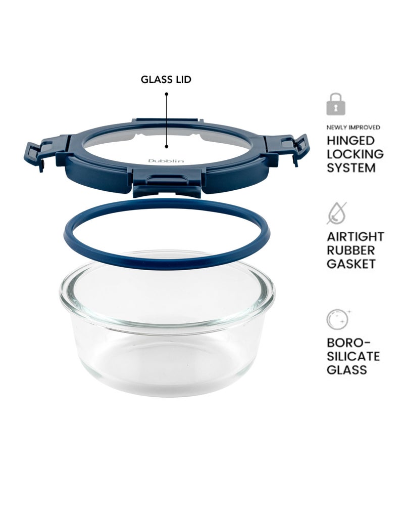DUBBLIN Keep In Glass Borosilicate Glass Container 390ml - Round, Clear | Oven, Freezer & Microwave Safe Storage Solution (1 Piece) - Image 3