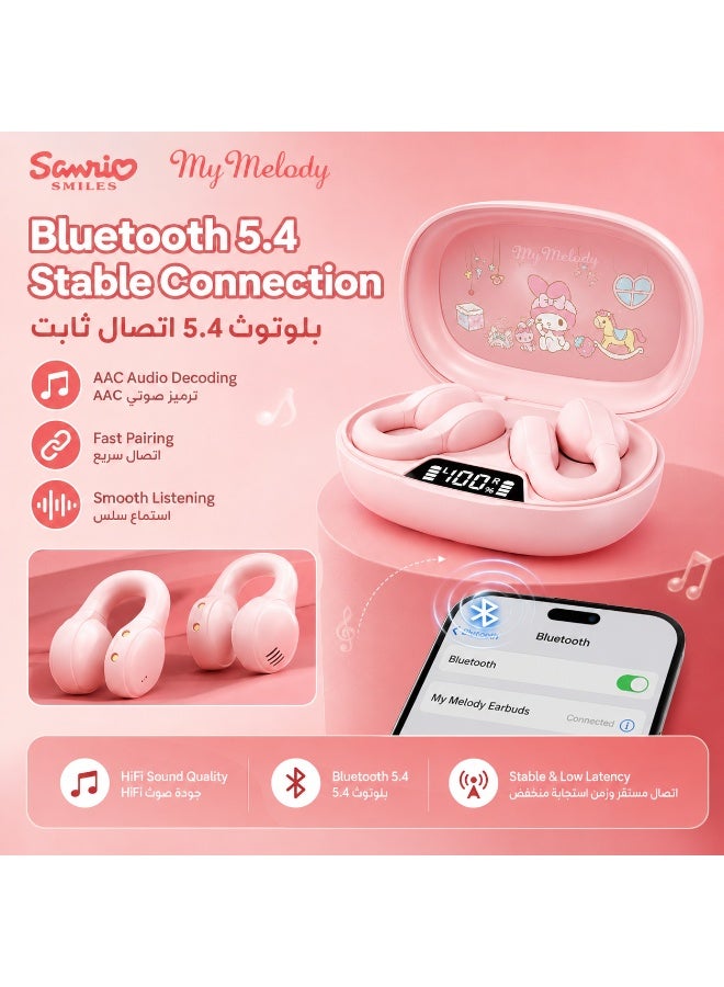 Cute Pink Wireless Earbuds Bluetooth 5.4, ENC Noise Reduction, Low Latency Gaming Earphones, Digital Power Display Charging Case, Touch Control, Comfortable Ear-Hook Fit for iOS Android - Image 2
