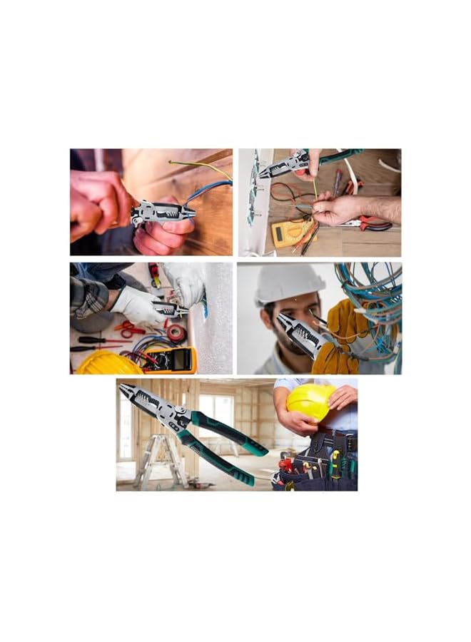 promass Wire Stripper Tool, 10-in-1 CR-V Multifunctional Plier with Wire Stripper, Wire Stripper Cutter Tool, Electrician Pliers for Electric Cable Stripping, Crimping, Reams, Grips and Cutting - Image 5