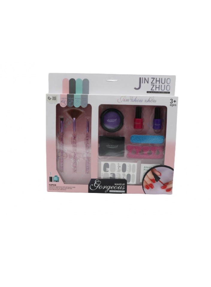 Pretend Fun To Play With Beauty Makeup & Nail Art Toy Set 12 Pc For Girls - Image 3