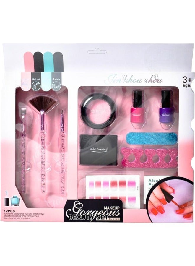 Pretend Fun To Play With Beauty Makeup & Nail Art Toy Set 12 Pc For Girls - Image 1