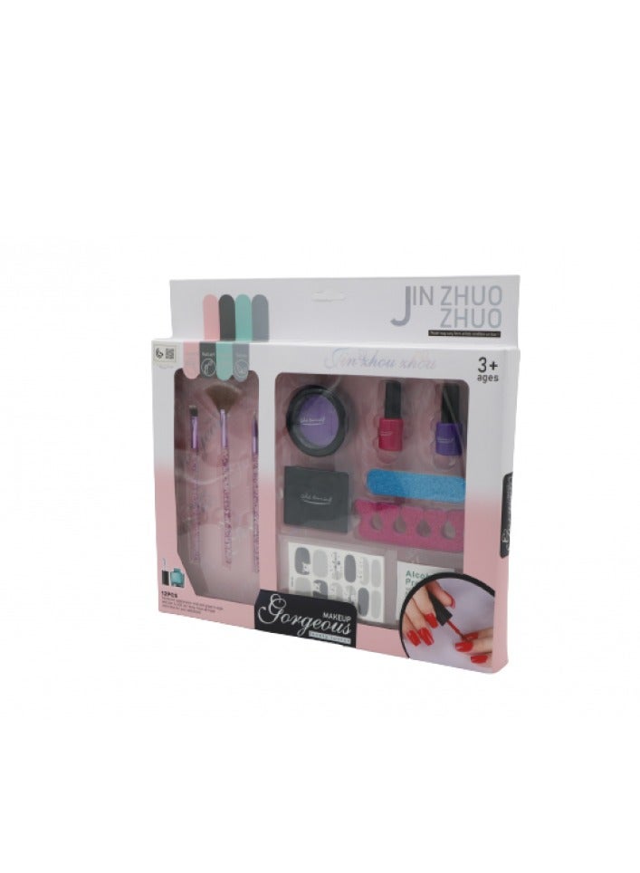 Pretend Fun To Play With Beauty Makeup & Nail Art Toy Set 12 Pc For Girls - Image 2