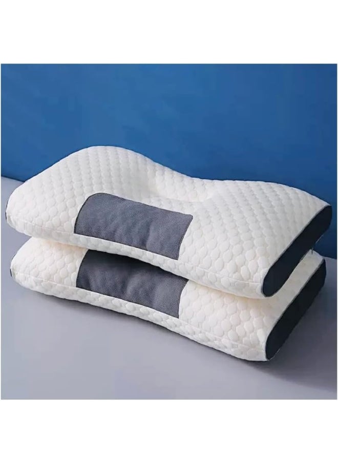 Generic WHFEVDFY 1pc Memory Foam Knitted Cotton Thin Neck Memory Foam Pillow, Pain Relief With Cervical Neck Protection, Sleep Massage Pillow Core, Contoured Support Pillows for Side Back Stomach Sleepers  - Image 1