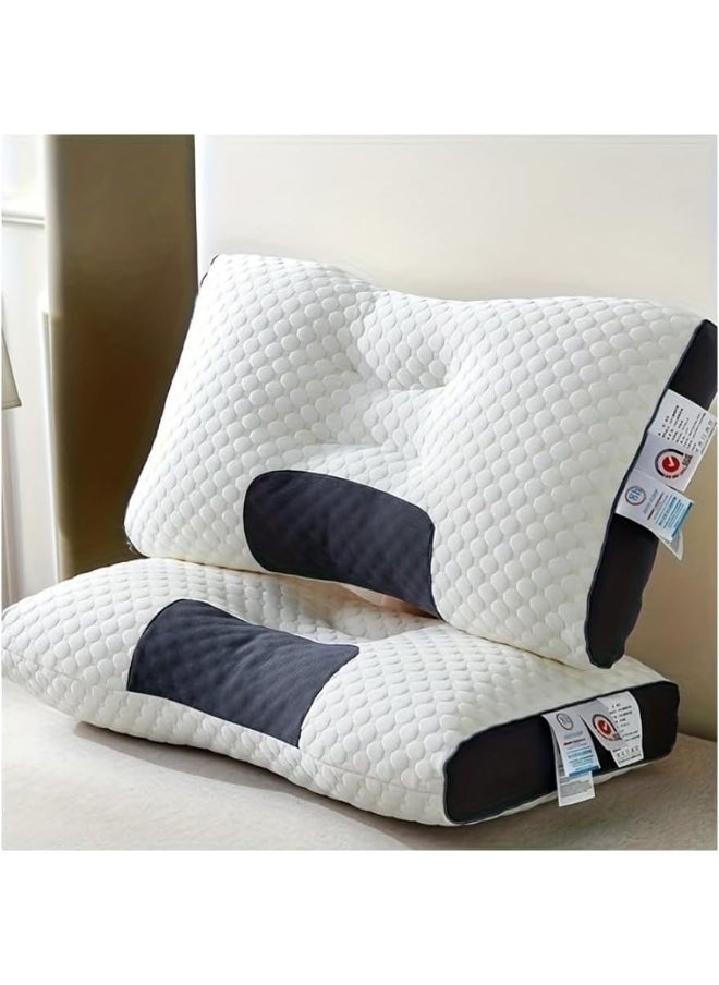 Generic WHFEVDFY 1pc Memory Foam Knitted Cotton Thin Neck Memory Foam Pillow, Pain Relief With Cervical Neck Protection, Sleep Massage Pillow Core, Contoured Support Pillows for Side Back Stomach Sleepers  - Image 3