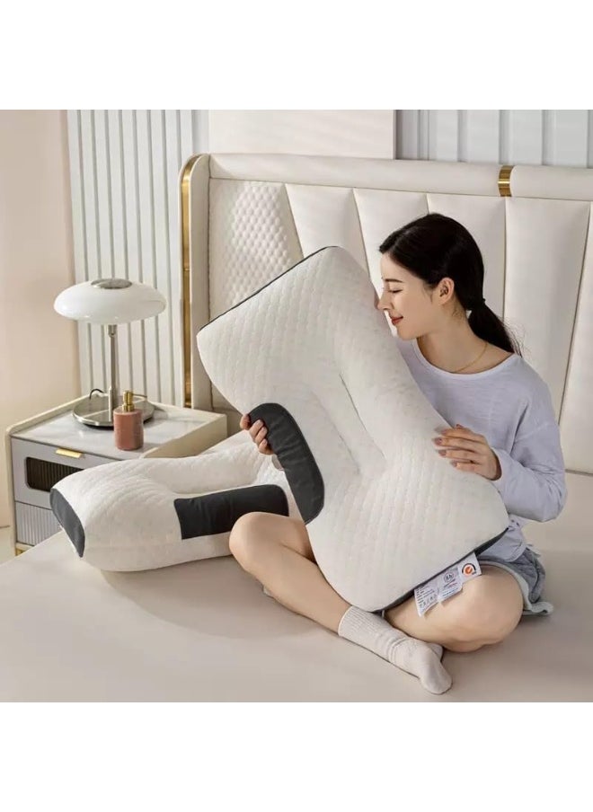 Generic WHFEVDFY 1pc Memory Foam Knitted Cotton Thin Neck Memory Foam Pillow, Pain Relief With Cervical Neck Protection, Sleep Massage Pillow Core, Contoured Support Pillows for Side Back Stomach Sleepers  - Image 4