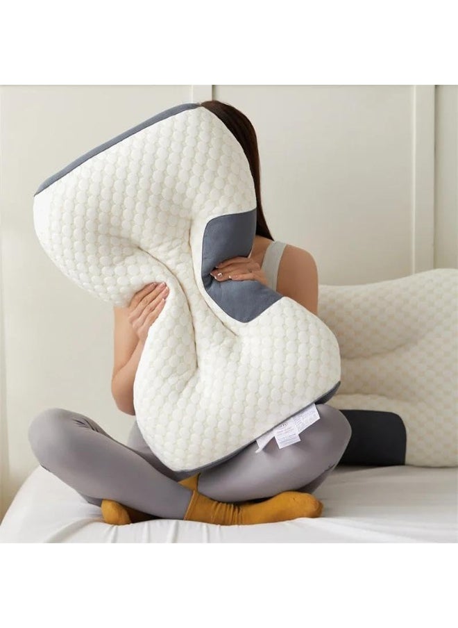 Generic WHFEVDFY 1pc Memory Foam Knitted Cotton Thin Neck Memory Foam Pillow, Pain Relief With Cervical Neck Protection, Sleep Massage Pillow Core, Contoured Support Pillows for Side Back Stomach Sleepers  - Image 5