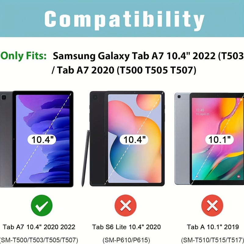 عارض شاشة زجاجي مقسّى عالي الدقة، مكون من قطعتين، لجهاز Galaxy A7 T500 بحجم 10.4 بوصة (إصدار 2020)، بصلابة سطح 9H، حواف مستديرة، مقاوم للخدوش والزيوت. - Image 2