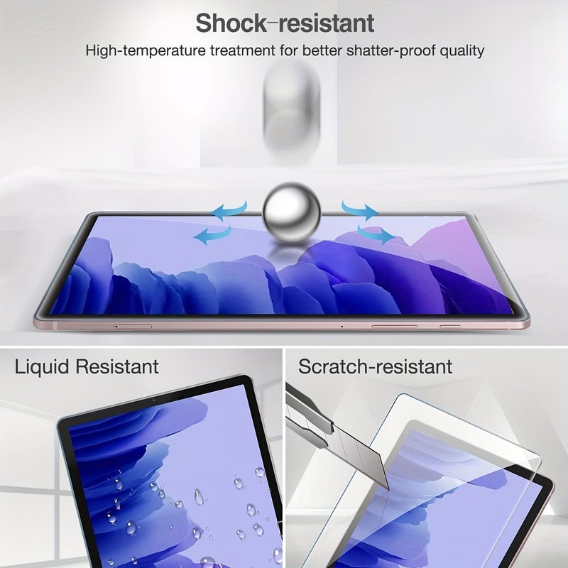 عارض شاشة زجاجي مقسّى عالي الدقة، مكون من قطعتين، لجهاز Galaxy A7 T500 بحجم 10.4 بوصة (إصدار 2020)، بصلابة سطح 9H، حواف مستديرة، مقاوم للخدوش والزيوت. - Image 5