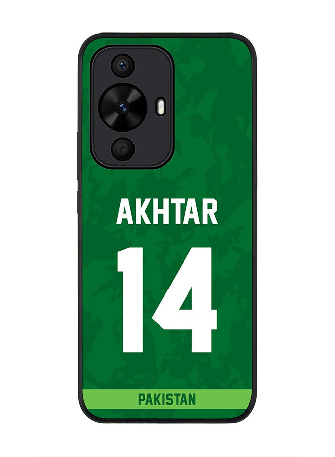 Stylizedd Rugged Black edge case for Huawei nova 12s / Huawei nova 11/ Huawei nova 12 Lite 4G, Slim fit Soft Cover - Team Pakistan Shoaib Akhtar, Jersey No 14 - Image 1