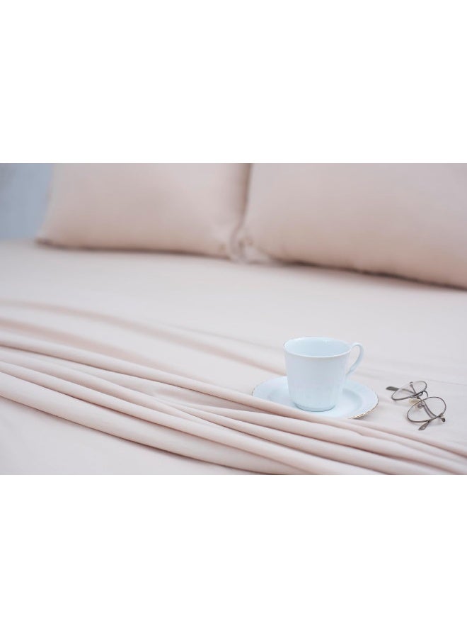 Venice Home 100% Cotton Bed Sheet Set with Deep Pocket - T-Shirt Fabric Jersey Knit - Extra Soft - Easy Fit - 4 Piece Set with Pillowcases - All Season - Comfy – 4 pcs (Beige, Full)  - Image 3